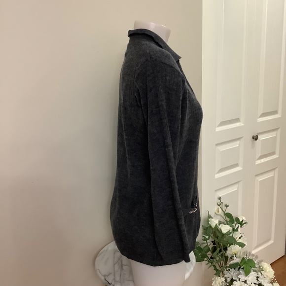 Vintage ADOLFO Wool Quarter- Zip Sweater Sz L 36-38 bust - Picture 7 of 14